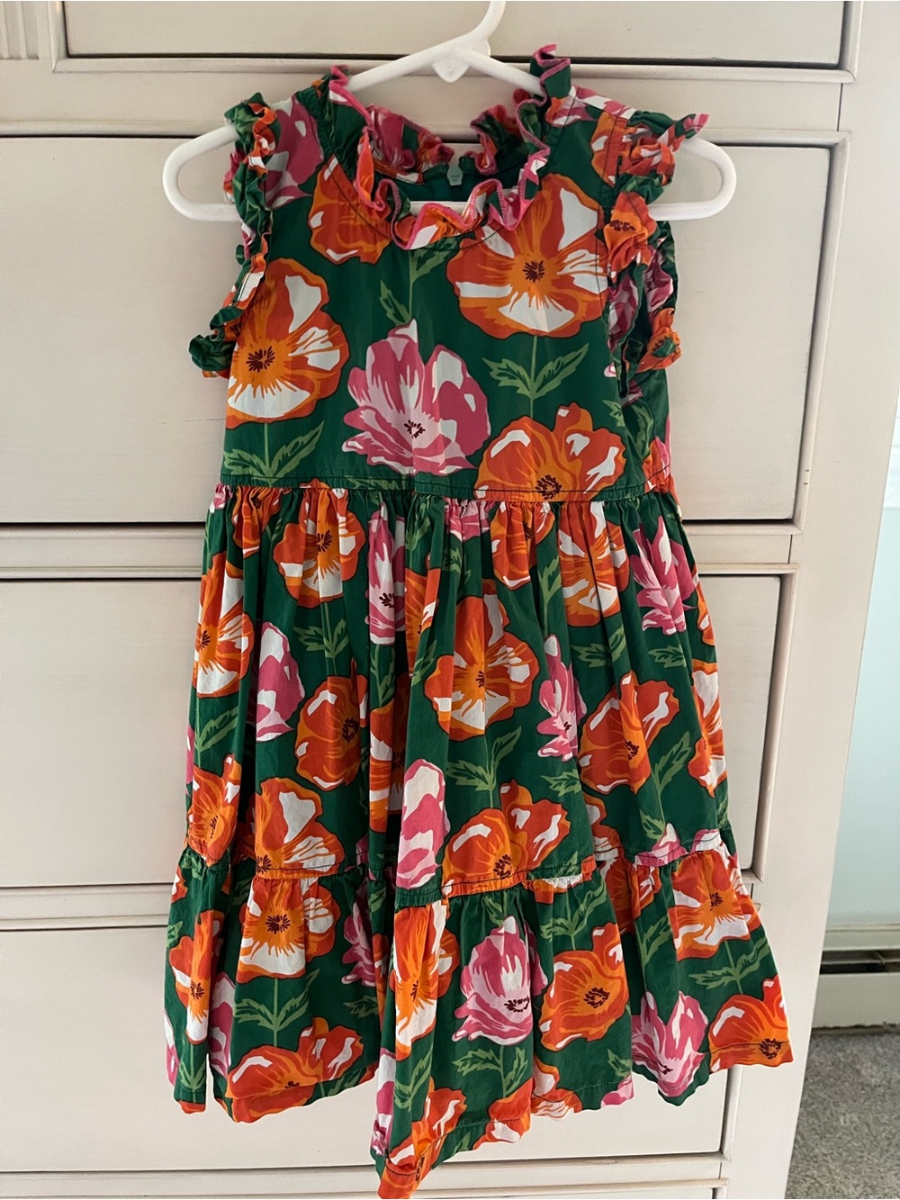 Pink Chicken Floral Ruffle Dress
